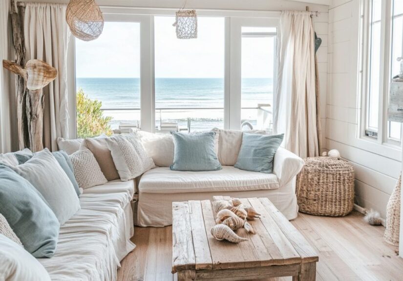 ideas para decorar una casa rural en la playa con fundas de sillón resistentes